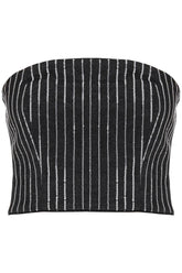 Rotate cropped top with sequined stripes