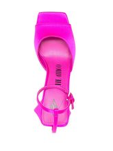 The Attico Piper 90 Satin Pyramid-Heel Sandals Fuchsia