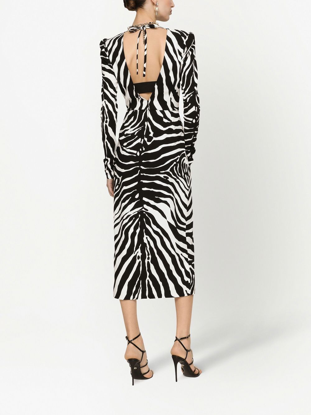 zebra-print long-sleeve dress