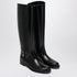 Saint Laurent Black Smooth Leather Julia Boots with Engraved Logo Buckle Black
