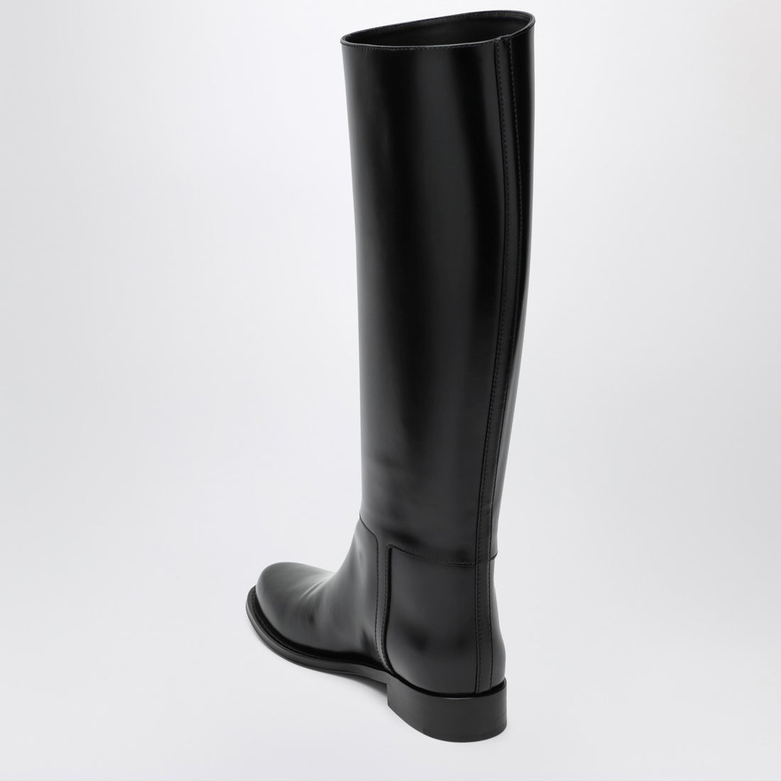Saint Laurent Black Smooth Leather Julia Boots with Engraved Logo Buckle Black