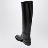 Saint Laurent Black Smooth Leather Julia Boots with Engraved Logo Buckle Black