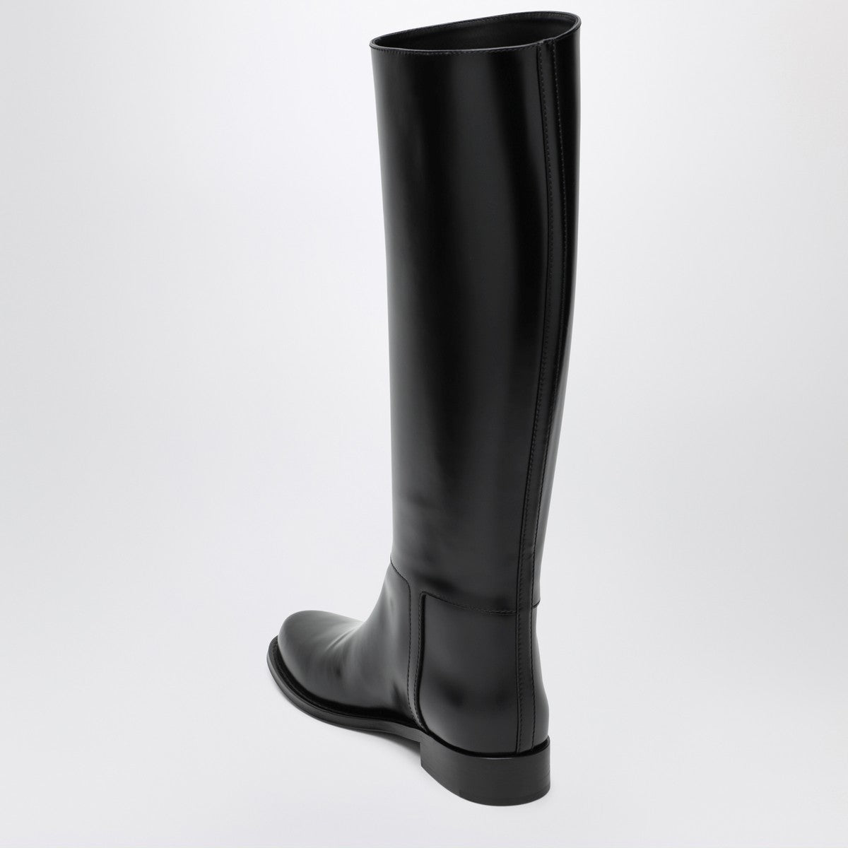 Saint Laurent Black Smooth Leather Julia Boots with Engraved Logo Buckle Black