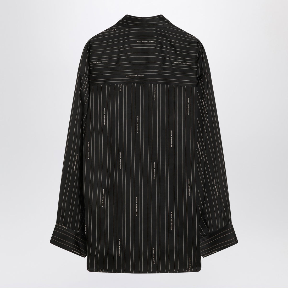 Balenciaga Pinstriped Viscose Button-Down Shirt Black