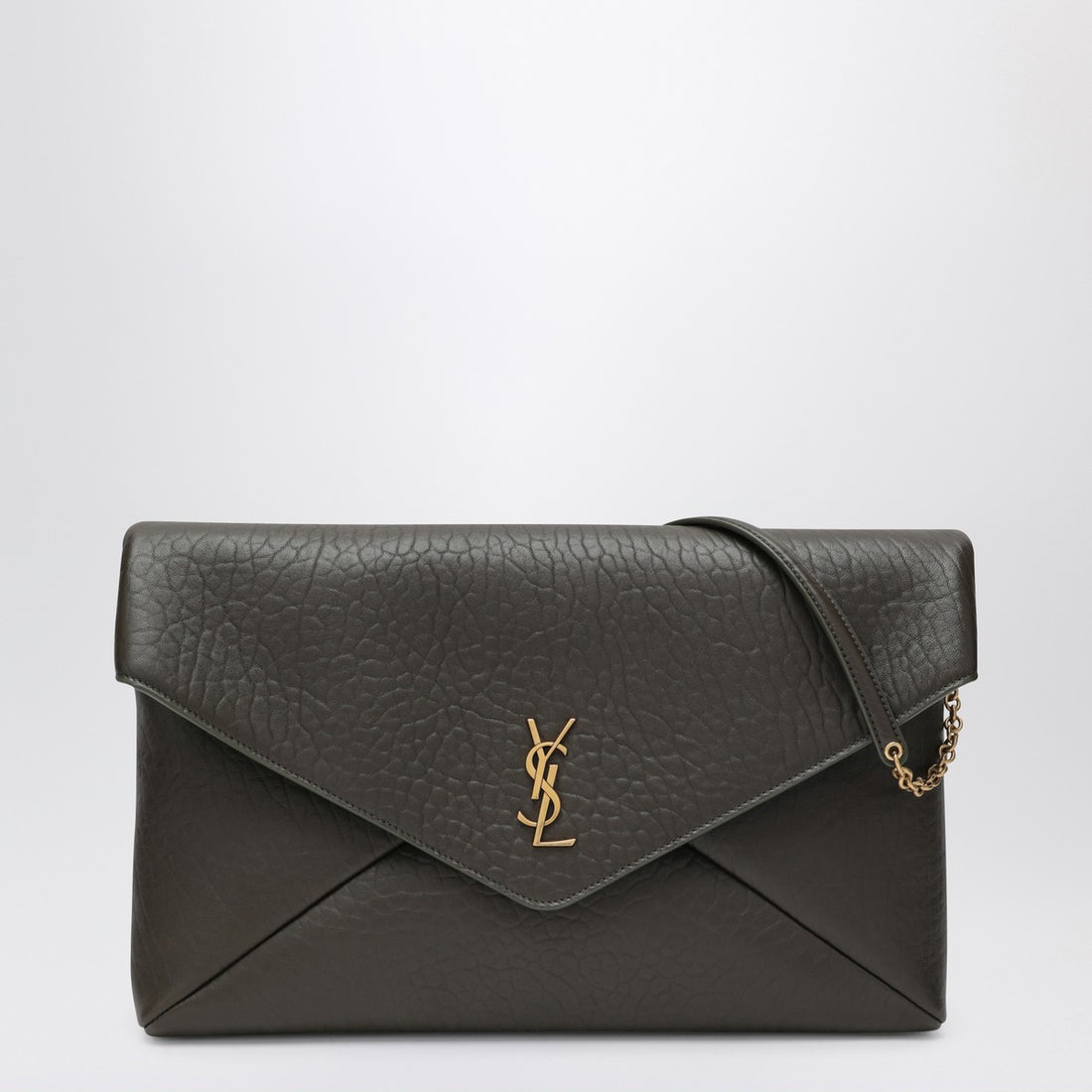 Saint Laurent XXL Envelope Cassandre Moss Green Leather Clutch Bag Green