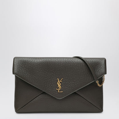 Saint Laurent XXL Envelope Cassandre Moss Green Leather Clutch Bag Green