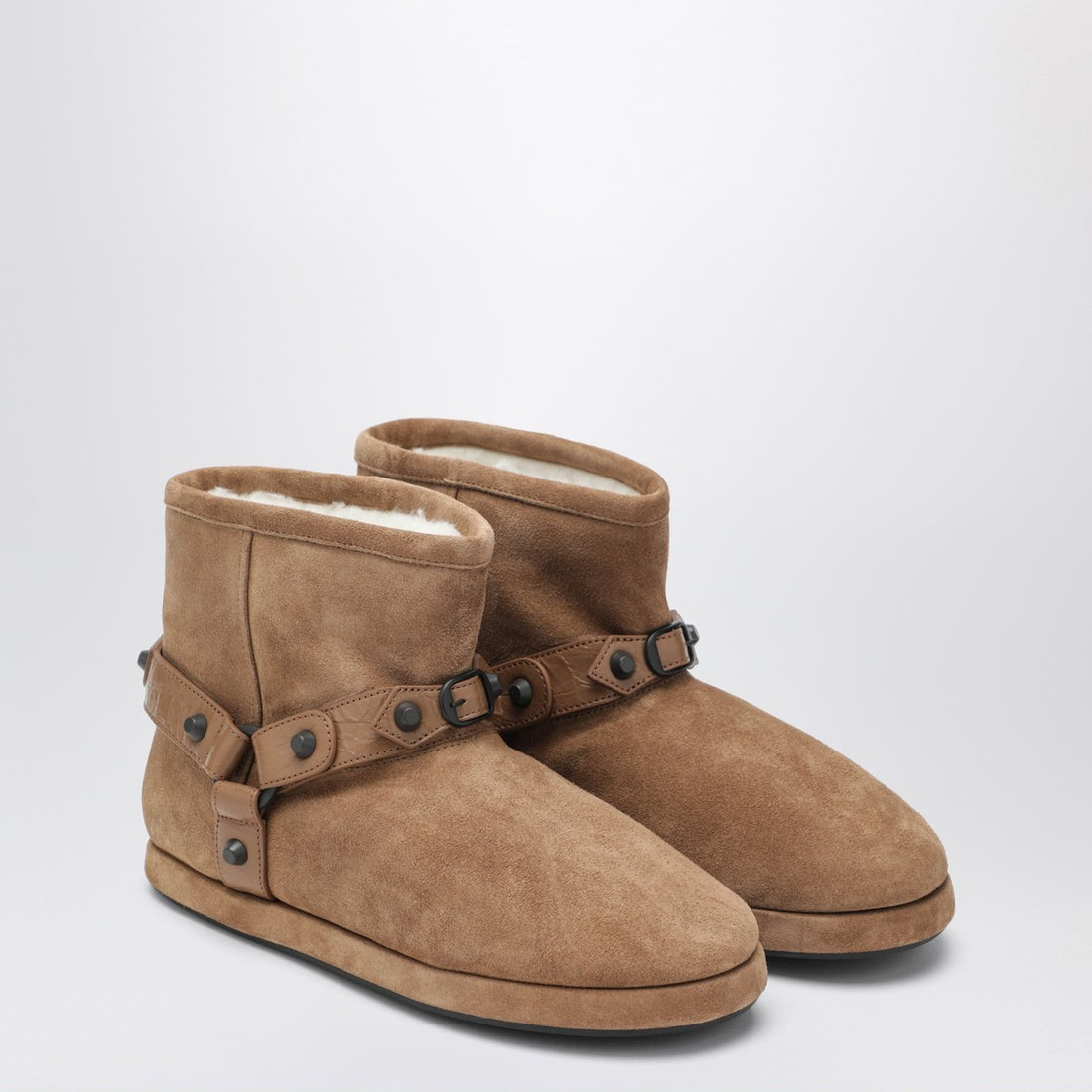 Balenciaga Alaska Soft Ankle Boots in Camel Suede Beige