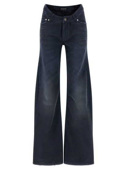 Balenciaga Curved Waist Jeans Blue