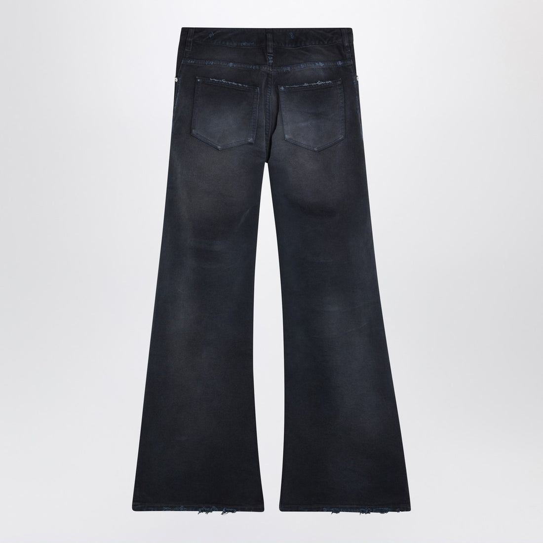 balenciaga navy curved waist wide jeans blue