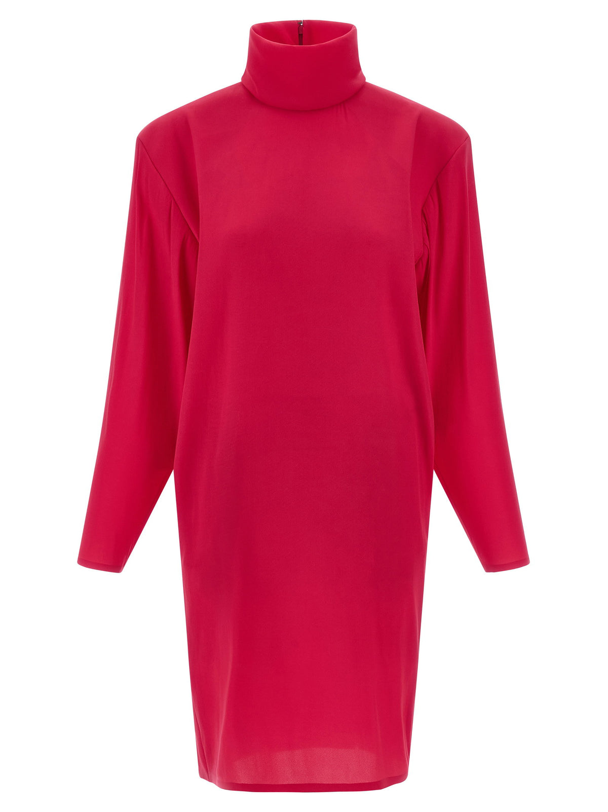 Saint Laurent Structured Shoulder Dress Fuchsia