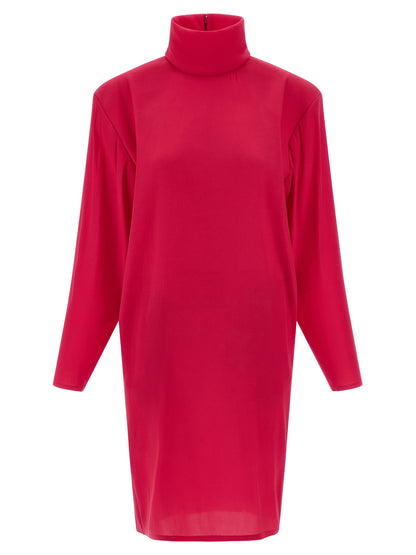 Saint Laurent Structured Shoulder Dress Fuchsia