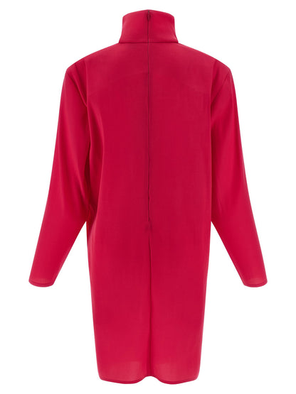 Saint Laurent Structured Shoulder Dress Fuchsia