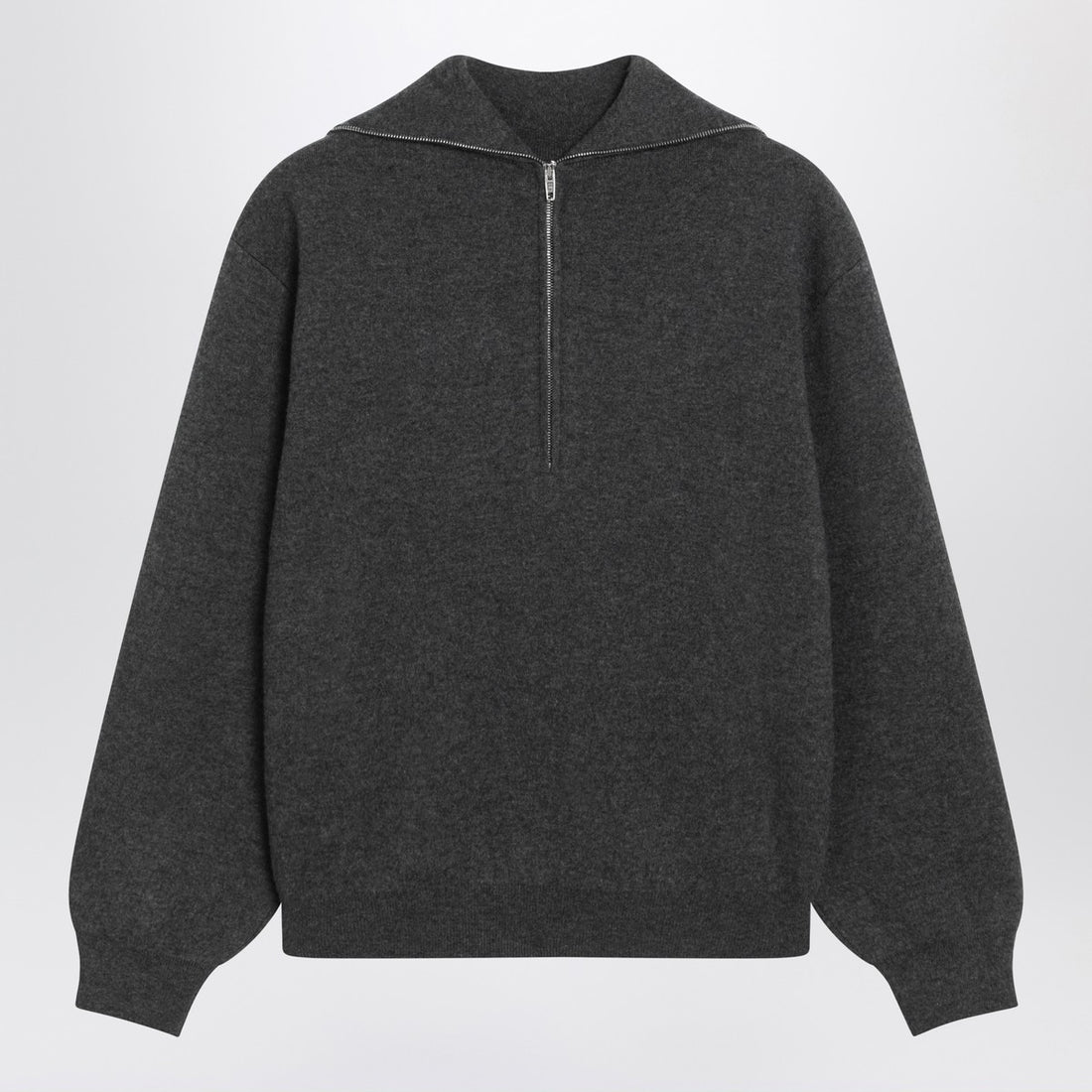 Balenciaga Grey Wool Turtleneck Sweater with Side Zips Grey