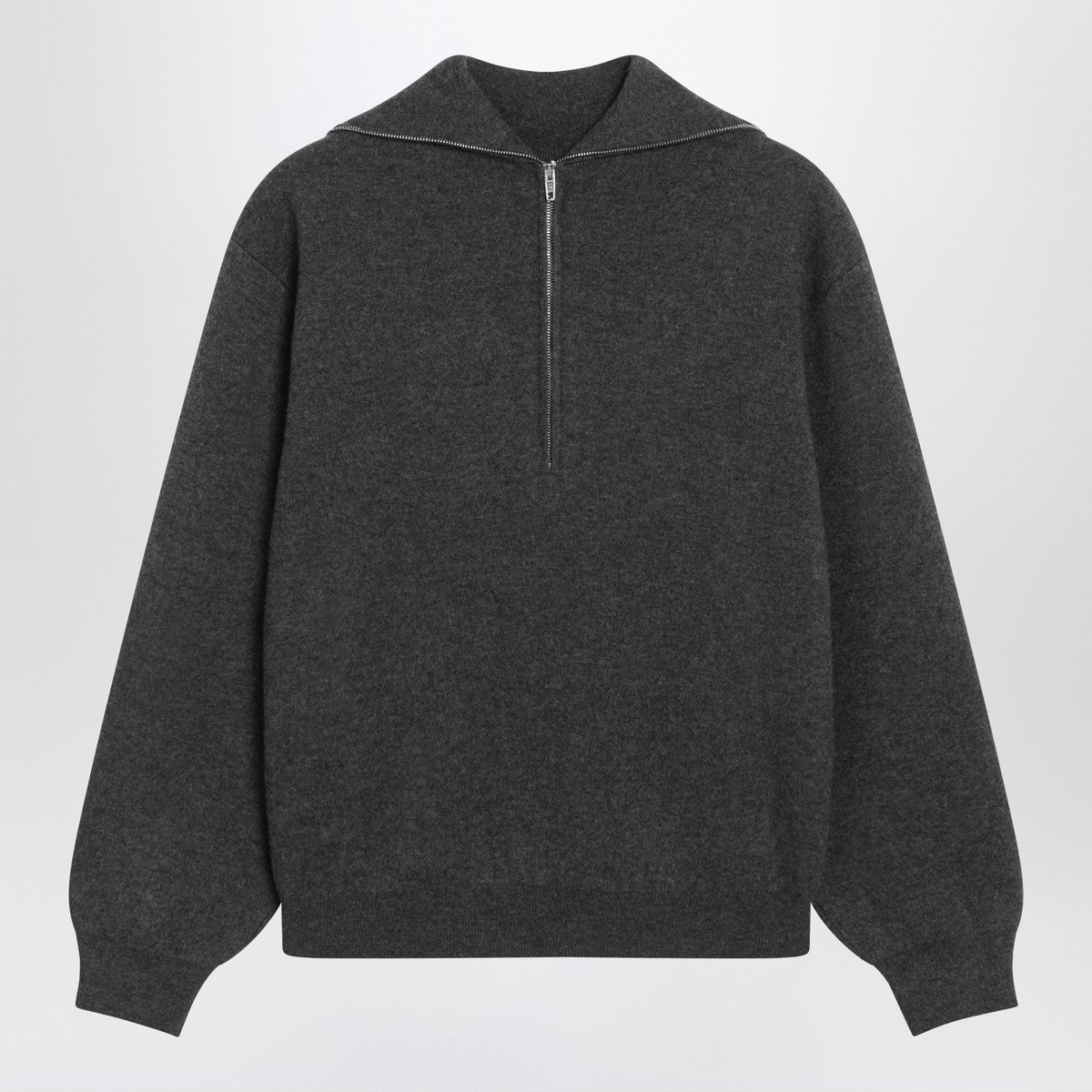 Balenciaga Grey Wool Turtleneck Sweater with Side Zips Grey