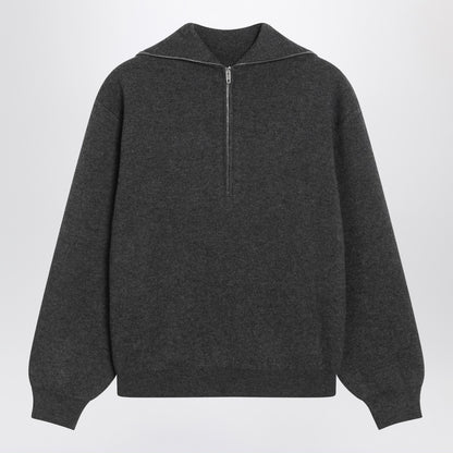 Balenciaga Grey Wool Turtleneck Sweater with Side Zips Grey