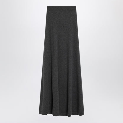 Balenciaga Long Ribbed Wool Maxi Skirt Grey