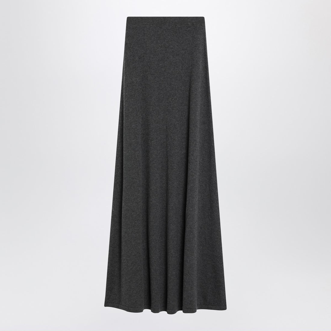 Balenciaga Long Ribbed Wool Maxi Skirt Grey