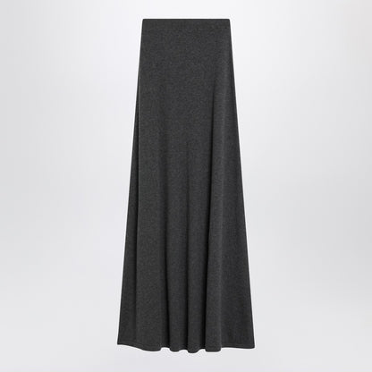 Balenciaga Long Ribbed Wool Maxi Skirt Grey