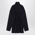 Balenciaga Pinched Navy Wool-Cotton Mini Dress with Silver Detail Blue