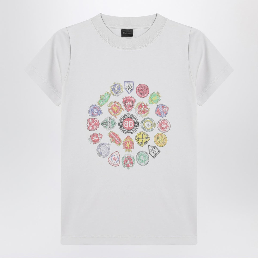 Balenciaga White Cotton Logo-Print Slim-Fit T-Shirt White