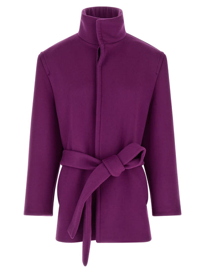 Saint Laurent Double-face Wool Coat Purple