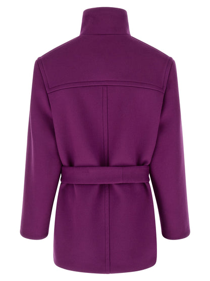 Saint Laurent Double-face Wool Coat Purple