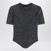 Balenciaga Washed Corset-Detail Stretch Jersey T-Shirt Black