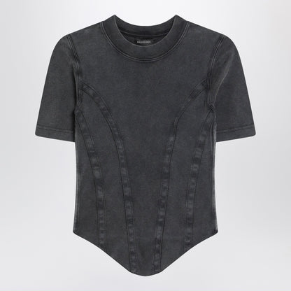 Balenciaga Washed Corset-Detail Stretch Jersey T-Shirt Black