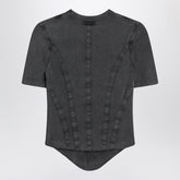 Balenciaga Washed Corset-Detail Stretch Jersey T-Shirt Black