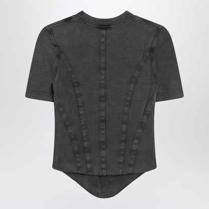 Balenciaga Washed Corset-Detail Stretch Jersey T-Shirt Black