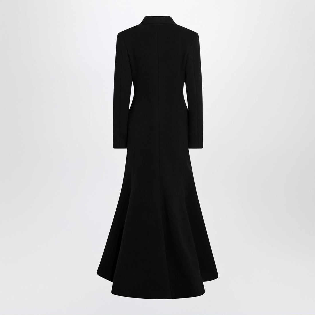 balenciaga long double-breasted wool-blend coat black