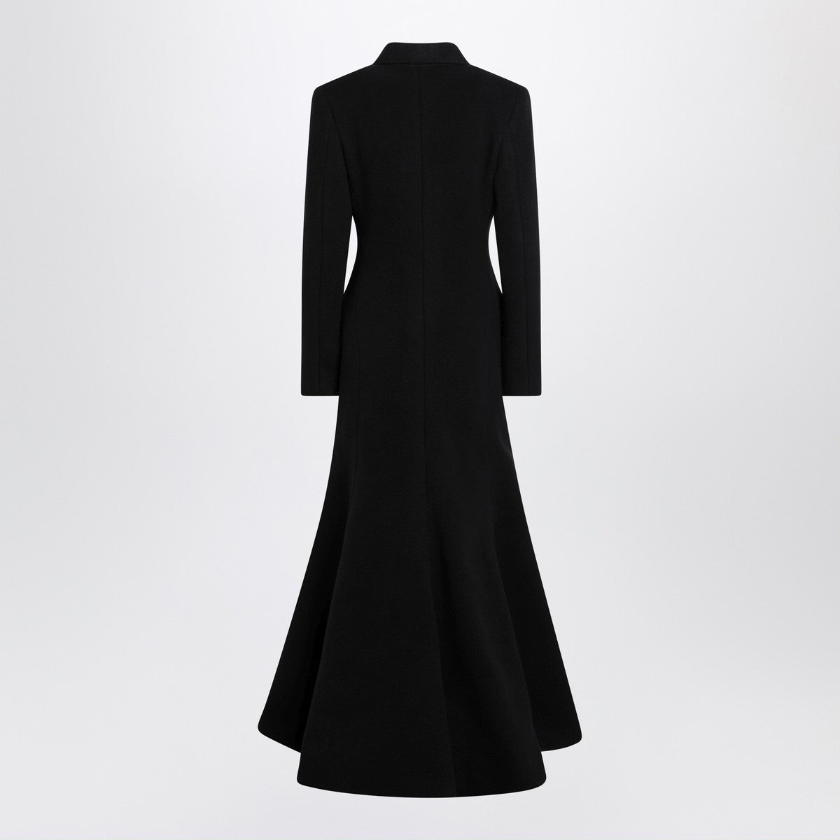 balenciaga long double-breasted wool-blend coat black