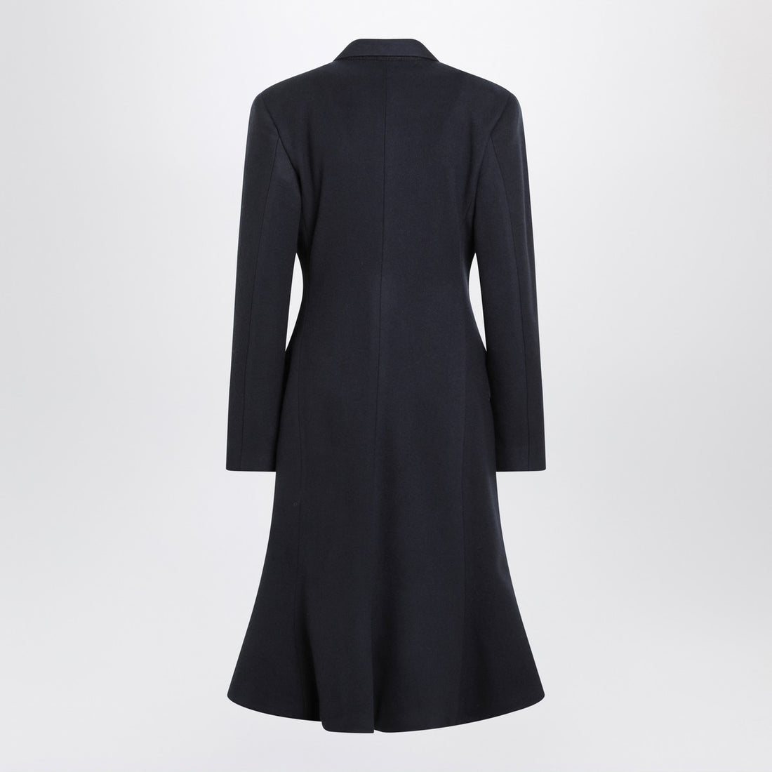 Balenciaga Navy Blue Wool Midi Godet Coat Blue