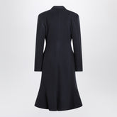Balenciaga Navy Blue Wool Midi Godet Coat Blue
