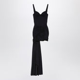 Balenciaga Black Draped Jersey Mini Dress with Open Back Black