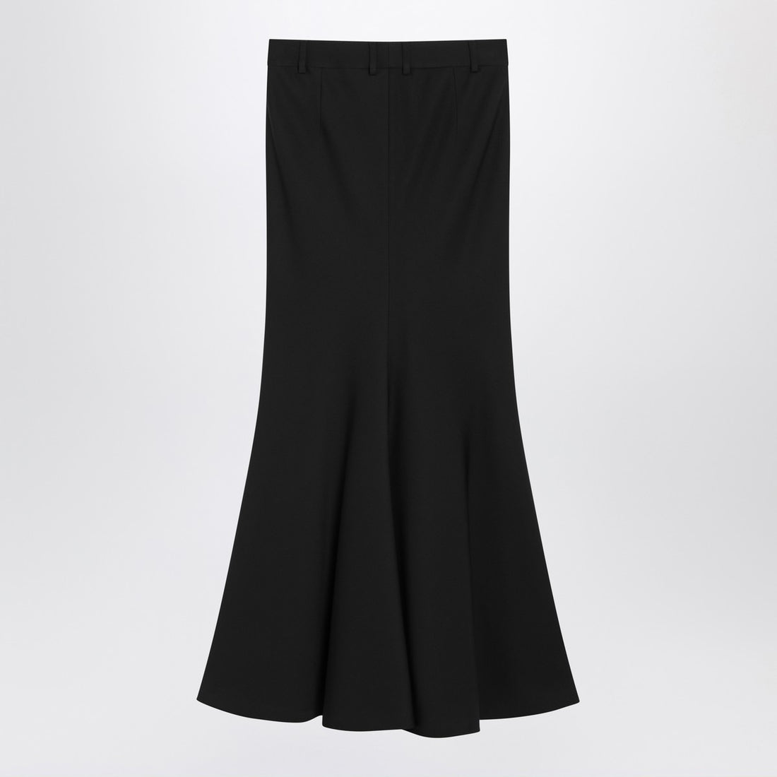Balenciaga Black Wool Ankle-Length Flared Skirt with Belt Loops Black