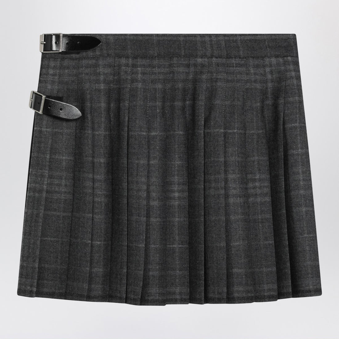 Balenciaga Grey Shadow-Effect Tartan Wool Mini Skirt Grey