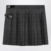 Balenciaga Grey Shadow-Effect Tartan Wool Mini Skirt Grey