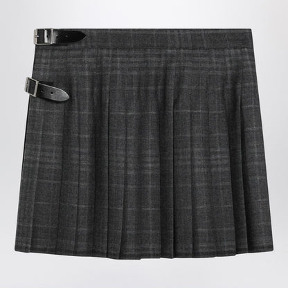 Balenciaga Grey Shadow-Effect Tartan Wool Mini Skirt Grey