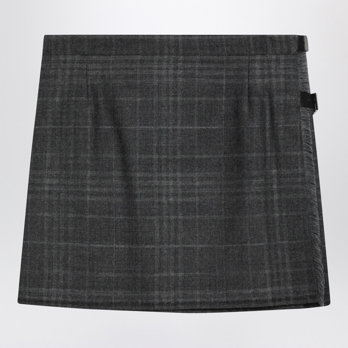 Balenciaga Grey Shadow-Effect Tartan Wool Mini Skirt Grey