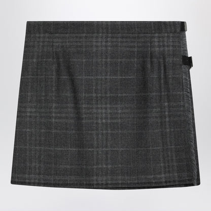 Balenciaga Grey Shadow-Effect Tartan Wool Mini Skirt Grey