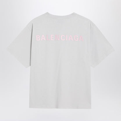 Balenciaga Back Logo Medium Fit White Cotton T-shirt White