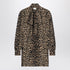 Saint Laurent Leopard-Print Silk Mini Dress With Tie-Neck Scarf Print