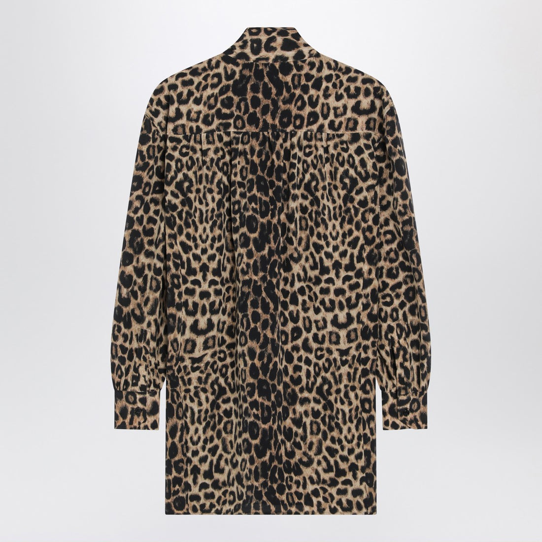 Saint Laurent Leopard-Print Silk Mini Dress With Tie-Neck Scarf Print