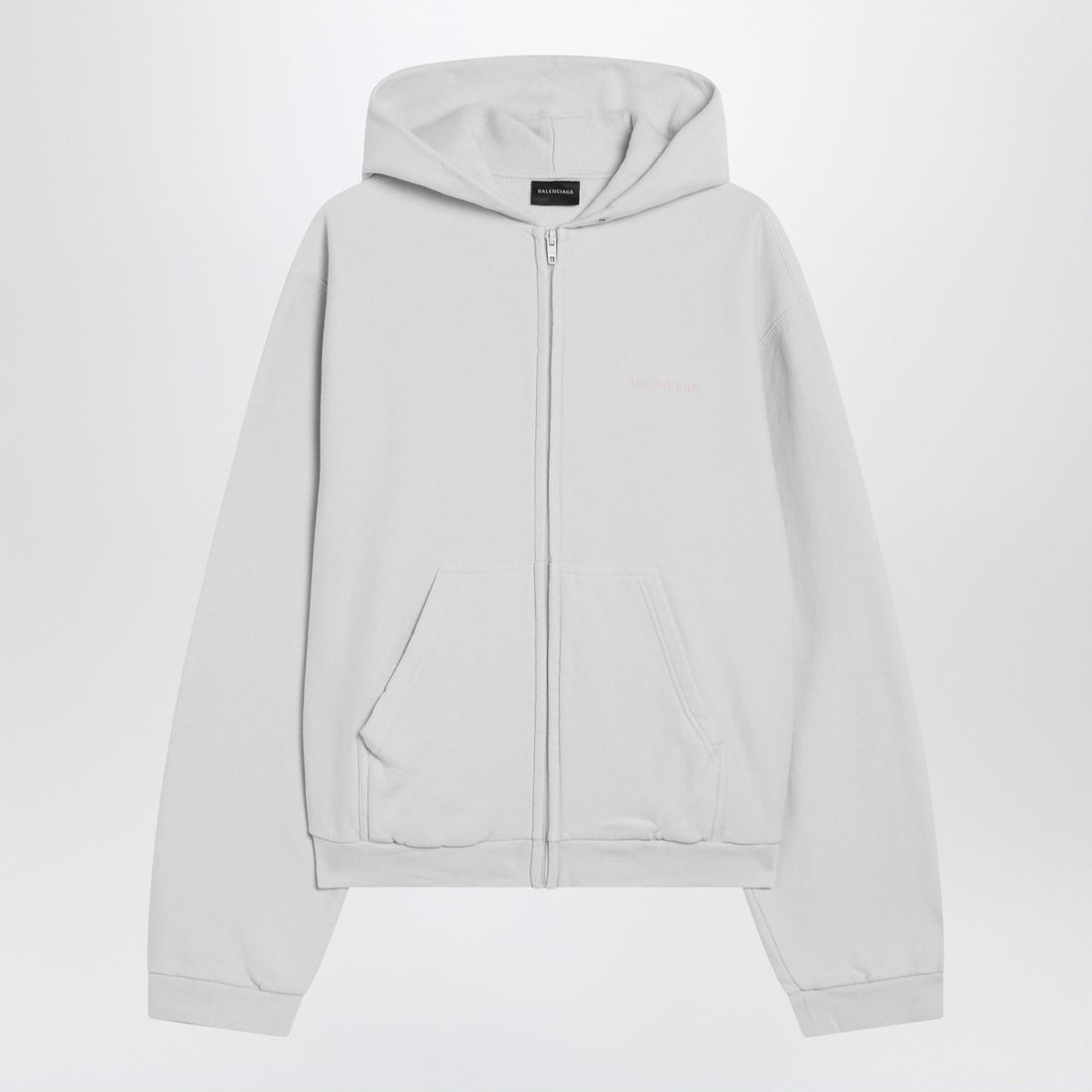 Balenciaga Back Regular Fit Zip Hoodie in Off-White and Candy Pink White