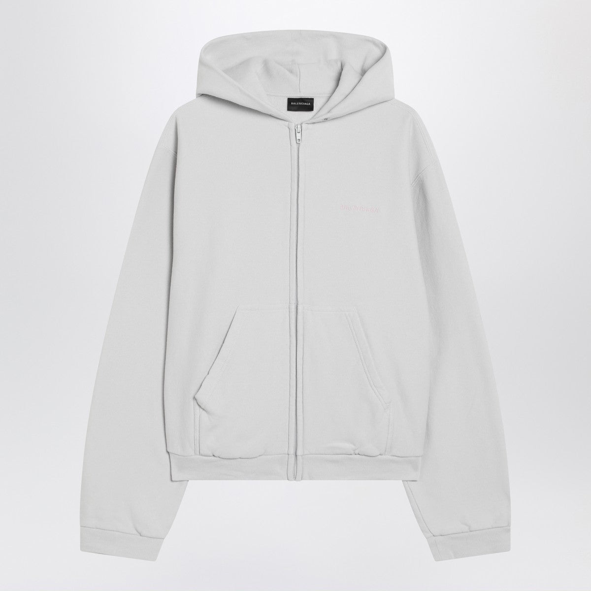 Balenciaga Back Regular Fit Zip Hoodie in Off-White and Candy Pink White