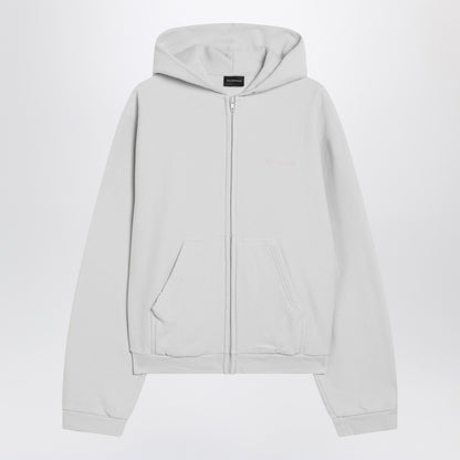 Balenciaga Back Regular Fit Zip Hoodie in Off-White and Candy Pink White