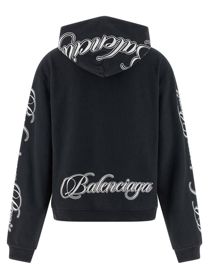 Balenciaga Cursive Hoodie Black