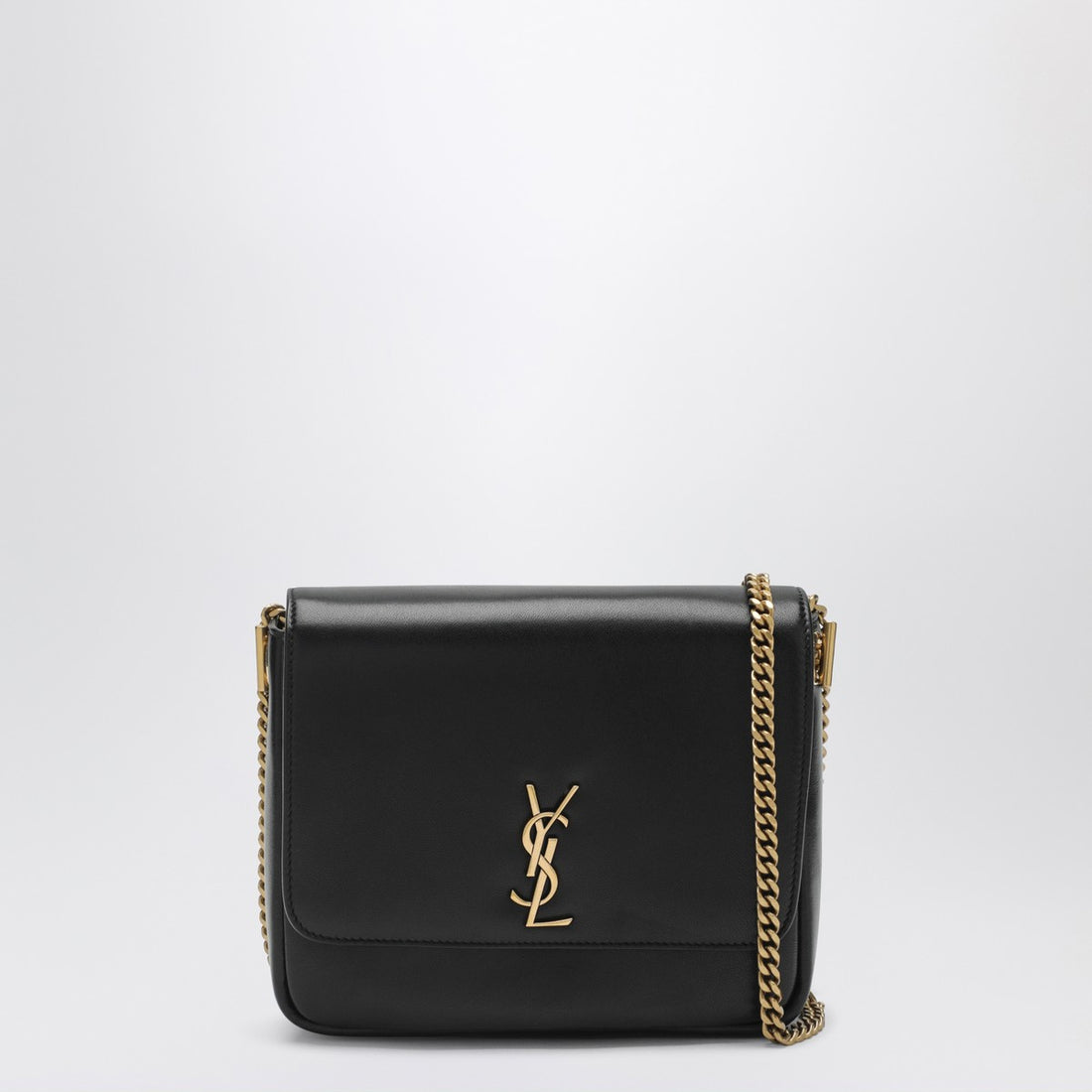 Saint Laurent Black Leather Kate Shoulder Bag with Cassandre Logo Black