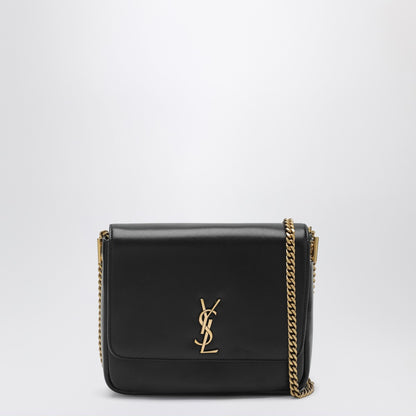 Saint Laurent Black Leather Kate Shoulder Bag with Cassandre Logo Black